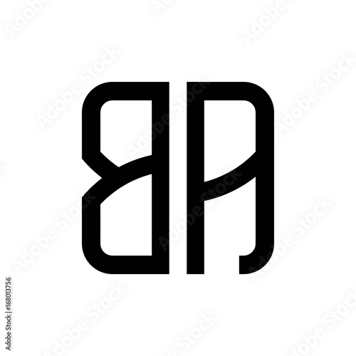 initial letters logo ba black monogram square rounded shape vector