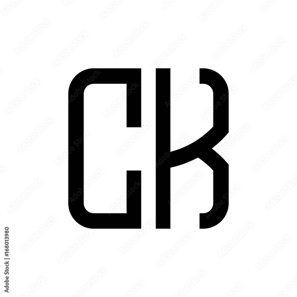 initial letters logo ck black monogram square rounded shape vector