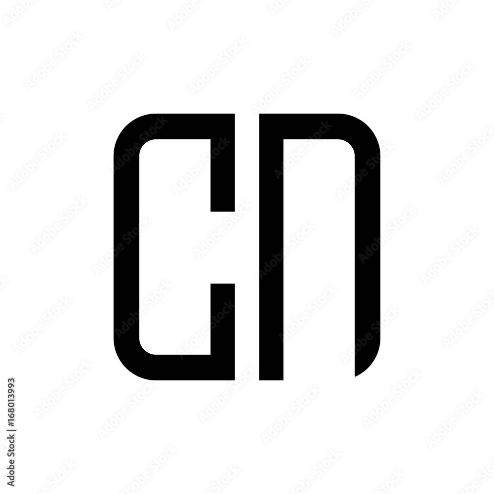 initial letters logo cn black monogram square rounded shape vector initial letters logo cn black monogram square rounded shape vector