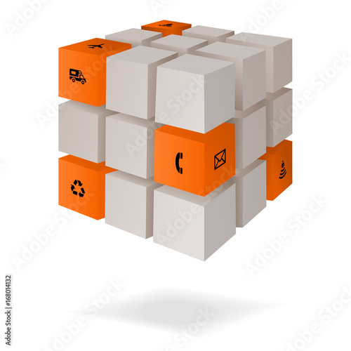 Isometric projection infographic array of cubes