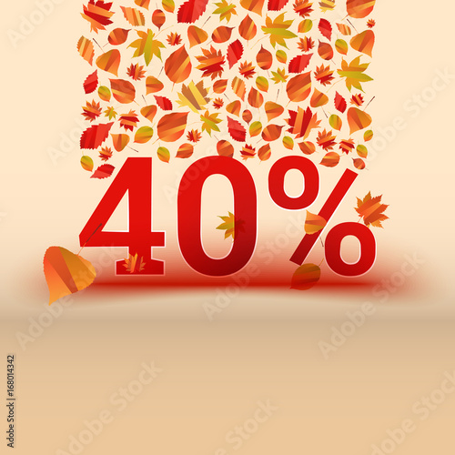 Autumn sale 40 discount banner with orange foliage