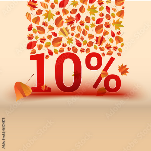 Autumn sale 10 discount banner with orange foliage