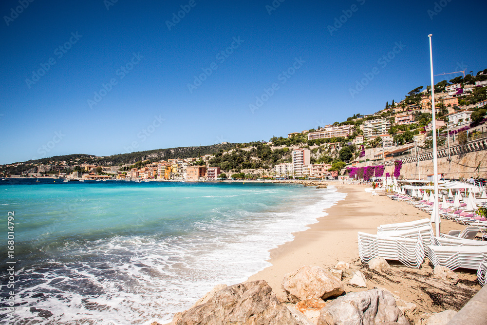 Behang Beach Of Villefranche, Cote D'azur, French Riviera, France