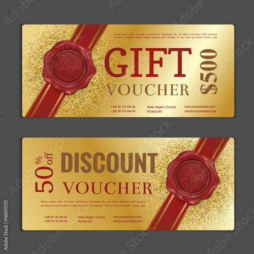 Gift voucher template. Can be use for shopping cards, discount coupon, banner, discount card , web design and other. Vector illustration. Abstract design