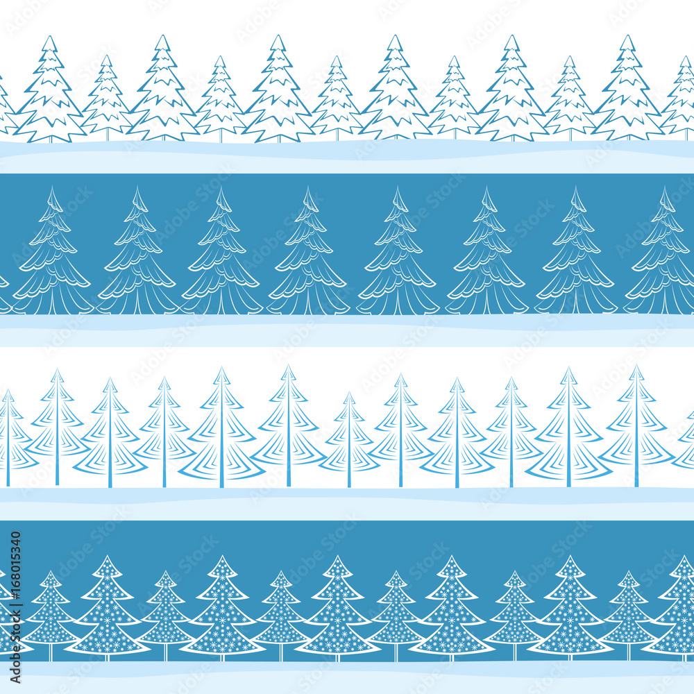 Φωτογραφία Christmas Horizontal Seamless Background, Landscape with Fir Trees, Winter Holiday Illustration
