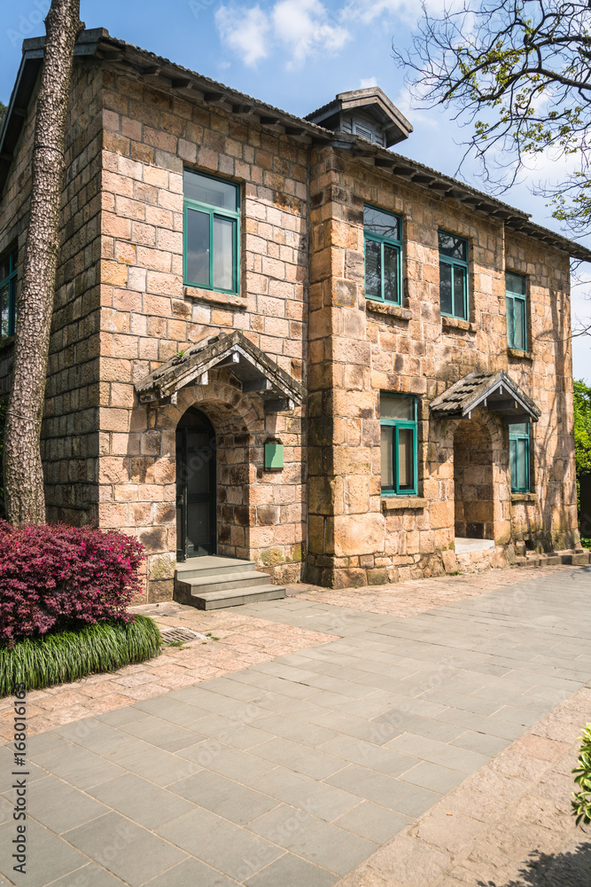 view of old stone house in Ba Da Guan,Qingdao,China.