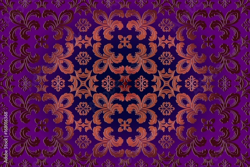abstract seamless background vintage embossed openwork pattern on a burgundy in Victorian style