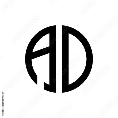 initial letters logo ao black monogram circle round shape vector