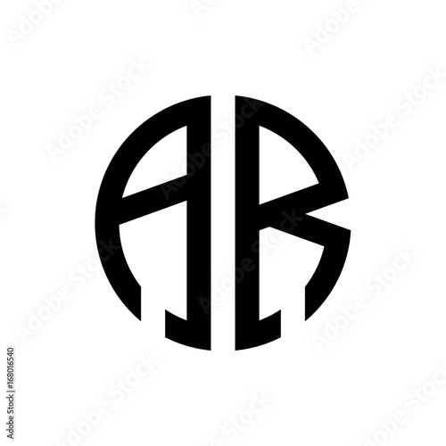 initial letters logo ar black monogram circle round shape vector