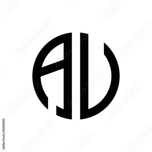 initial letters logo av black monogram circle round shape vector