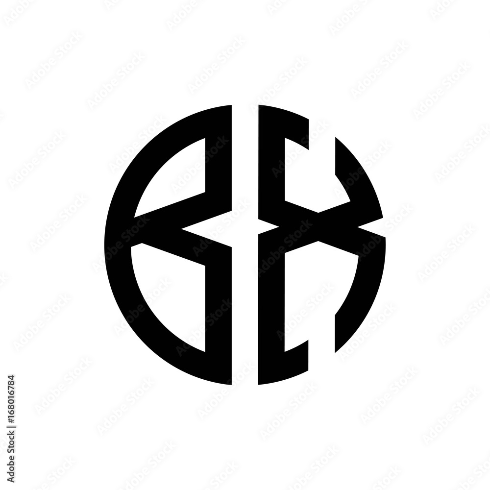 initial letters logo bx black monogram circle round shape vector initial letters logo bx black monogram circle round shape vector