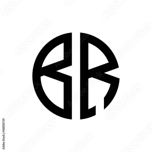 initial letters logo br black monogram circle round shape vector photo