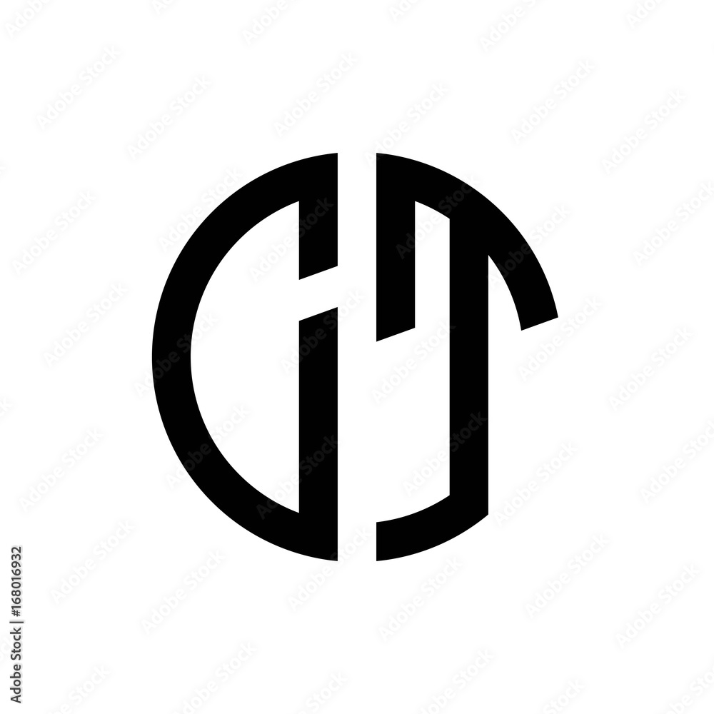 initial letters logo ct black monogram circle round shape vector initial letters logo ct black monogram circle round shape vector