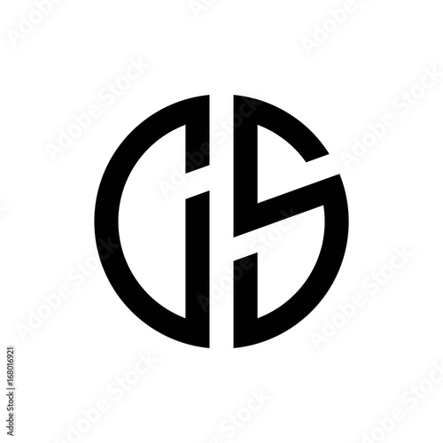 initial letters logo cs black monogram circle round shape vector