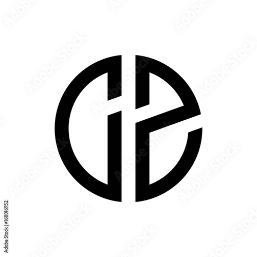 initial letters logo cz black monogram circle round shape vector