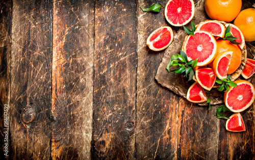 Grapefruit slices in a basket.