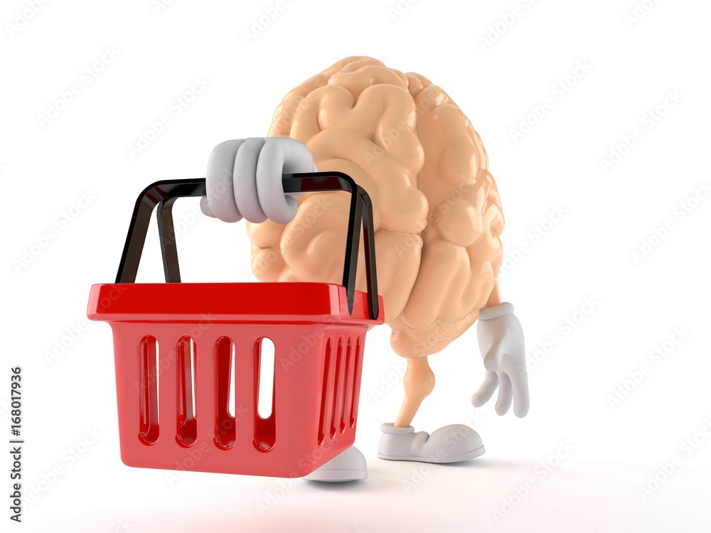 Fotografie Brain character holding shopping basket