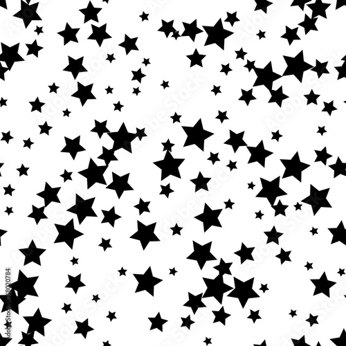 Abstract black and white seamless pattern with stars. Digital background for design.