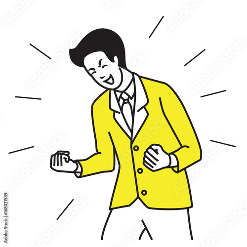 Winning businessman holding fists