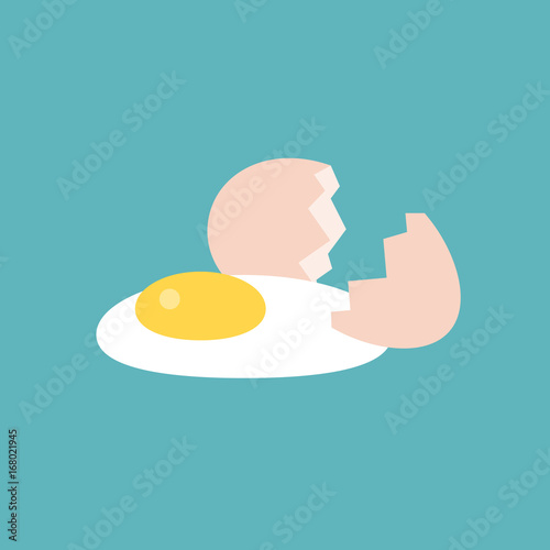 broken egg icon, flat design vector