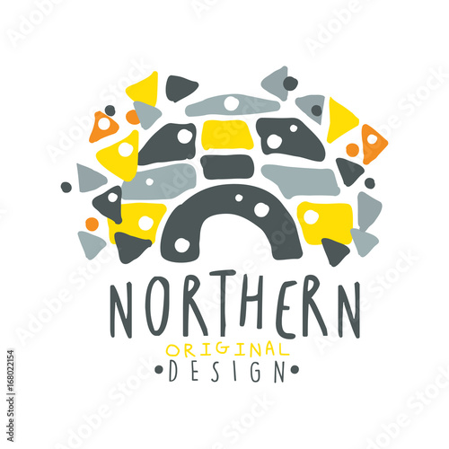 Nothern logo template design, badge for nothern travel, sport, holiday, adventure colorful hand drawn vector Illustration