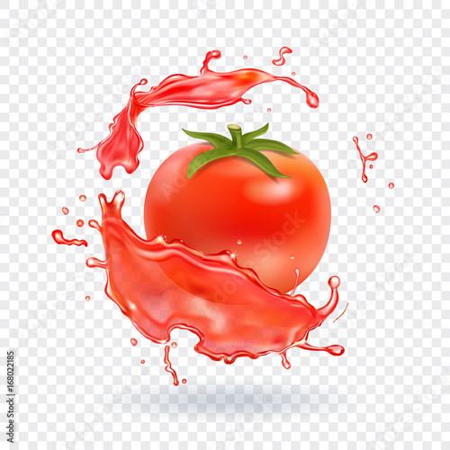Tomato juice Fresh splash. Realistic icon