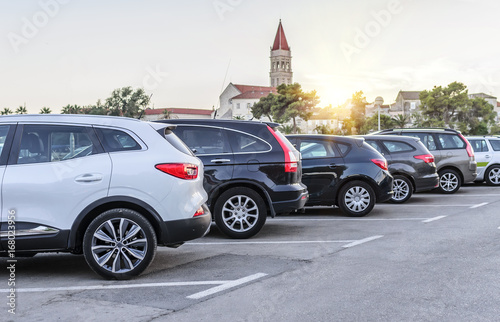 City parking at sunset.