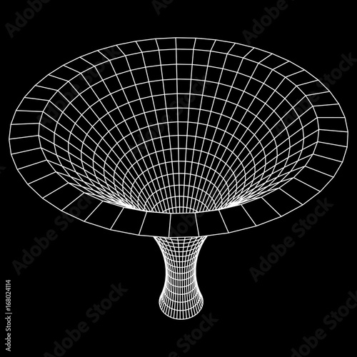 Wireframe Mesh Funnel. Connection Structure. Big Data Visualization Concept. Vector Illustration.