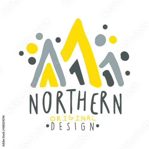 Nothern logo template original design, badge for nothern travel, sport, holiday, adventure colorful hand drawn vector Illustration