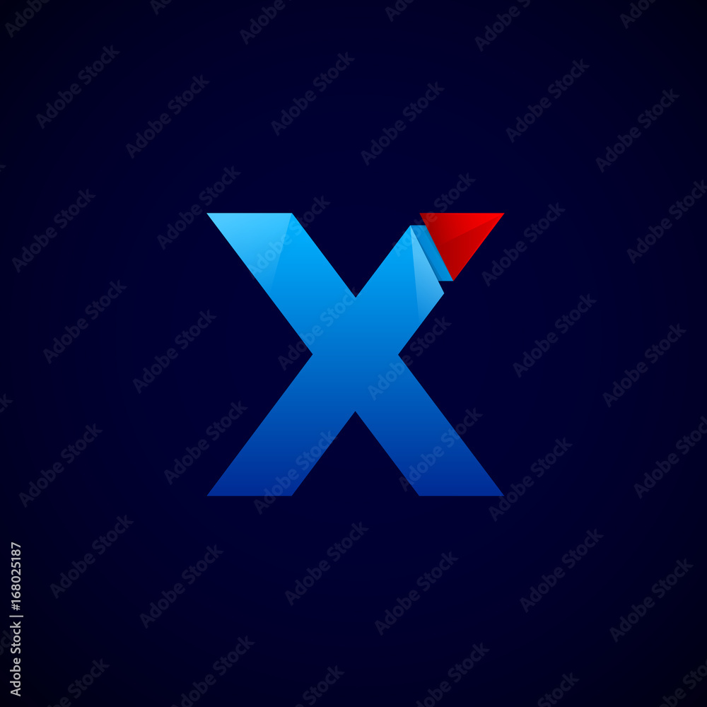 Letter X with Modern glossy and Triangle logo, Arrow and forward, Vector abstract origami, Digital, Technology, Media logotype Letter X with Modern glossy and Triangle logo, Arrow and forward, Vector abstract origami, Digital, Technology, Media logotype