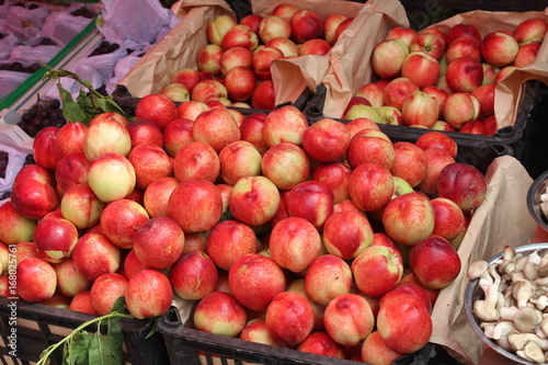Red and Yellow Nectarines for sale in Xian China Asia 