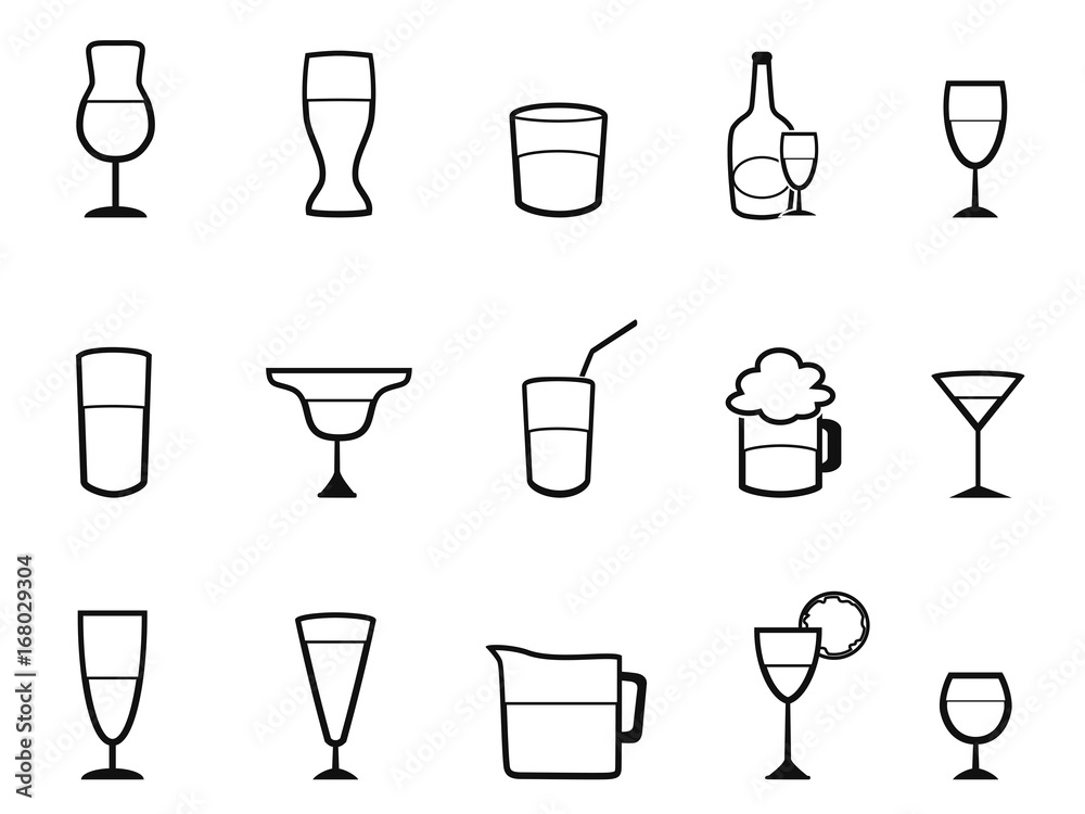 alcohol cup linear icons set alcohol cup linear icons set