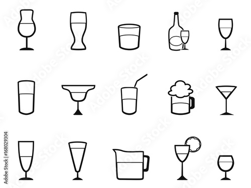 alcohol cup linear icons set
