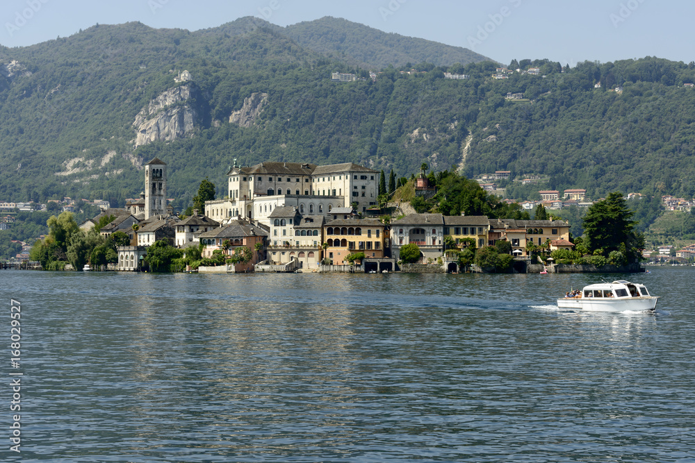 san Giulio island east side at Orta lake, Italy