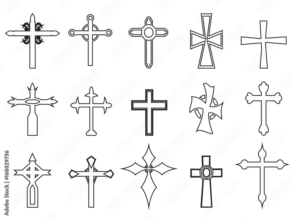 religious cross outline icons