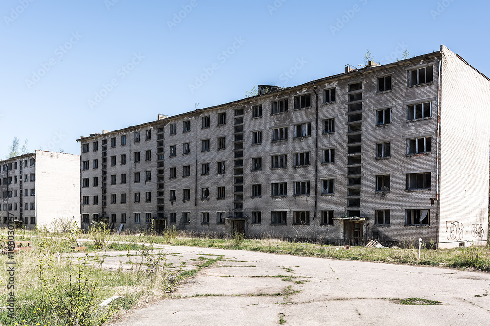 Abandoned soviet apartment house in Skrunda, Latvia