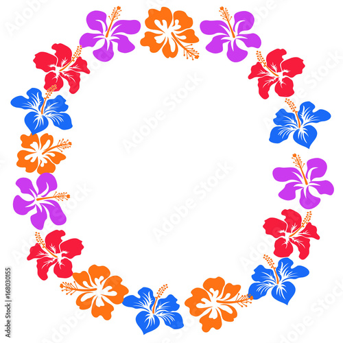 Fototapeta Naklejka Na Ścianę i Meble -  hibiscus flowers circle with copy space