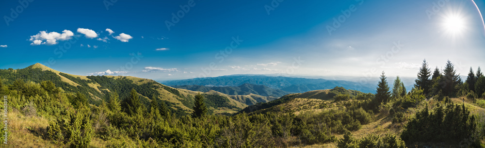 Beautiful mountain panorama in the Balkans on a summer day