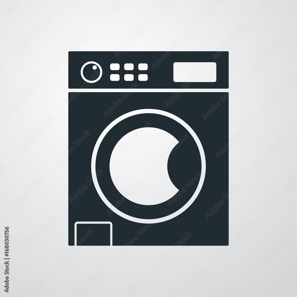 Icono plano lavadora en fondo degradado Icono plano lavadora en fondo degradado
