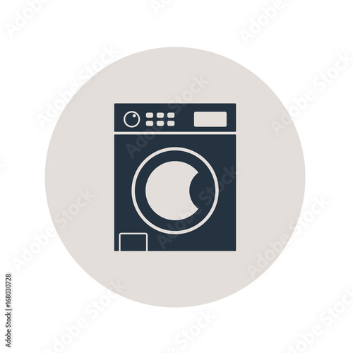 Icono plano lavadora en circulo gris