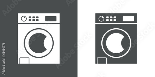 Icono plano lavadora gris y blanco