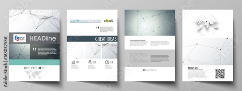 Business templates for brochure, magazine, flyer. Cover design template, vector layout in A4 size. Genetic and chemical compounds. DNA and neurons. Science technology concept. Geometric background.
