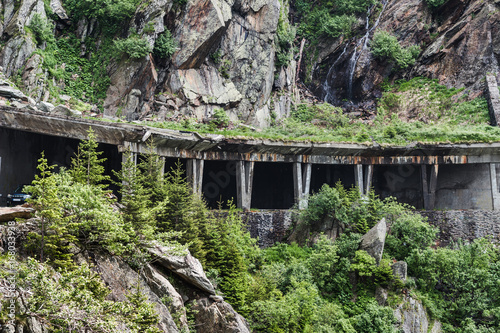 Famous and dangerous Transfagarasan road on the height in Fagaras mountains at Carpathians  Romania