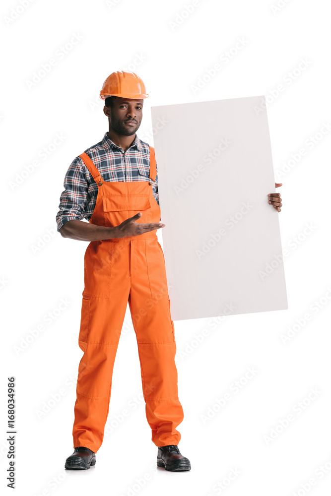 builder with blank white banner builder with blank white banner