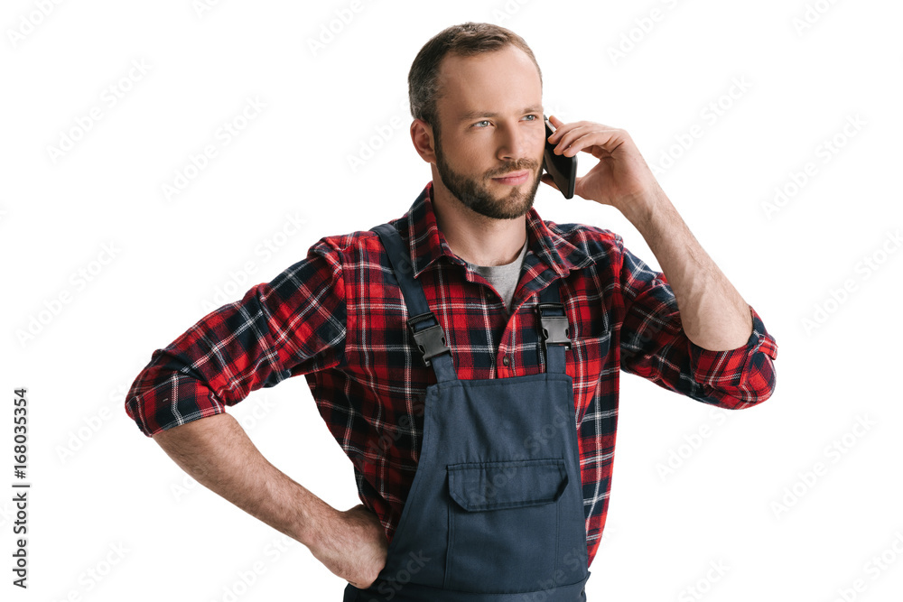 handsome man talking by phone handsome man talking by phone