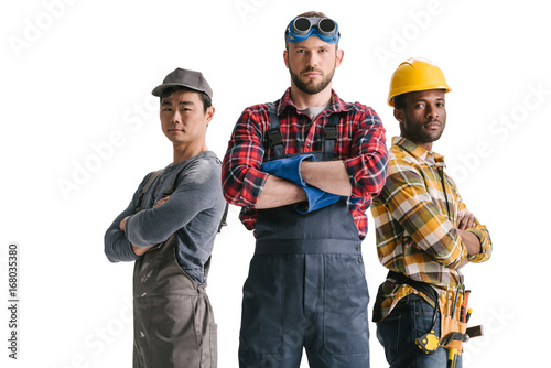 group of multiethnic construction workers photo