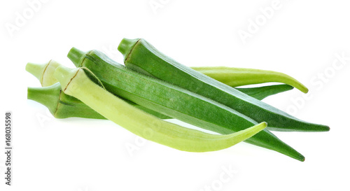 Fresh young okra isolated on white background