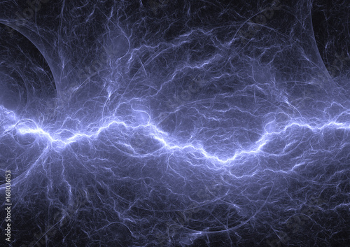 Electrical discharge, blue lightning background