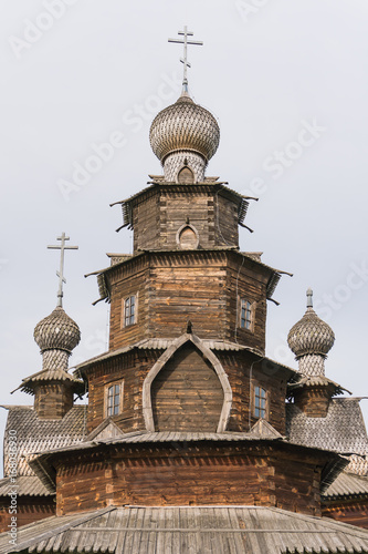A masterpiece of wooden architecture in Suzdal, Russia. Wooden Orthodox Church.