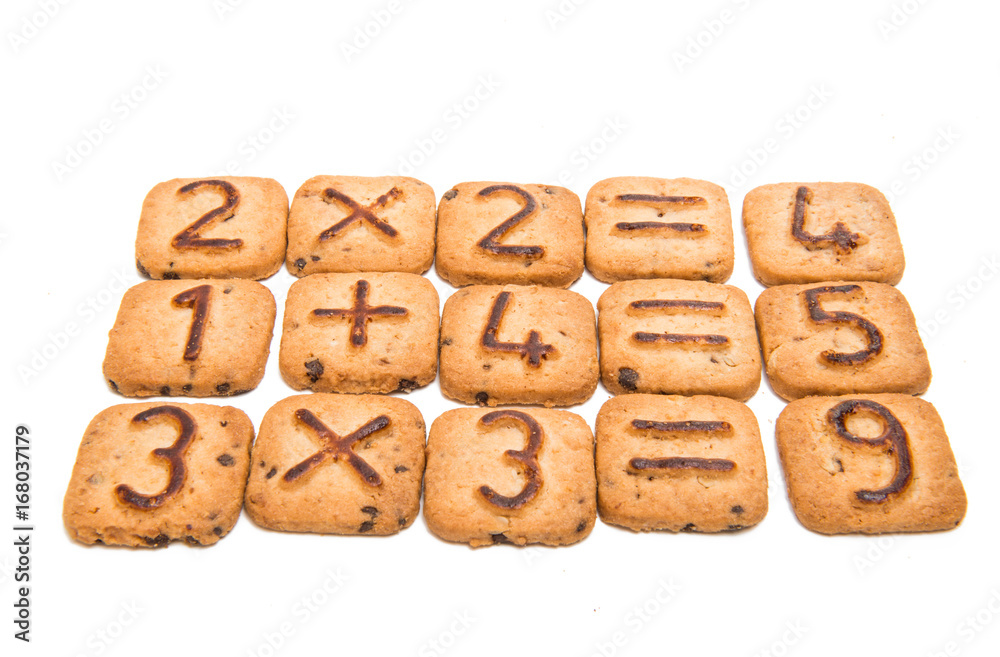 Biscuits with numbers isolated Biscuits with numbers isolated